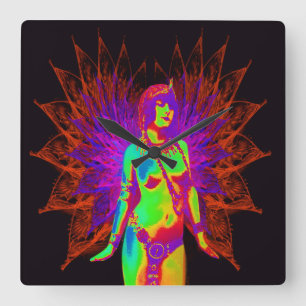 Exotic Angel Quadratische Wanduhr