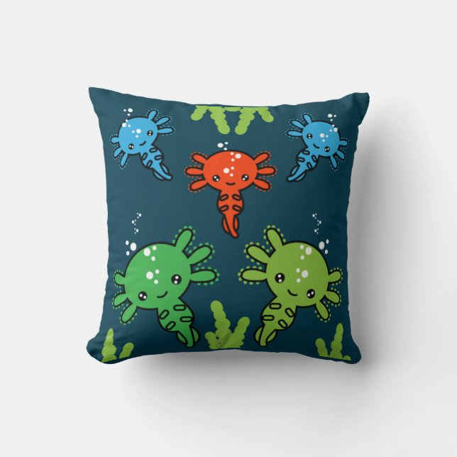Exotic Axototl Salamander Cushion Kissen (Vorderseite)