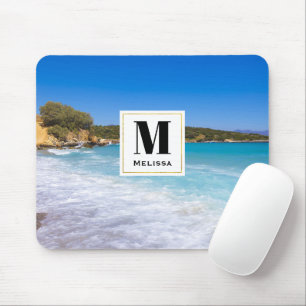 Exotic Beach Tropical Island Paradise Monogram Mousepad
