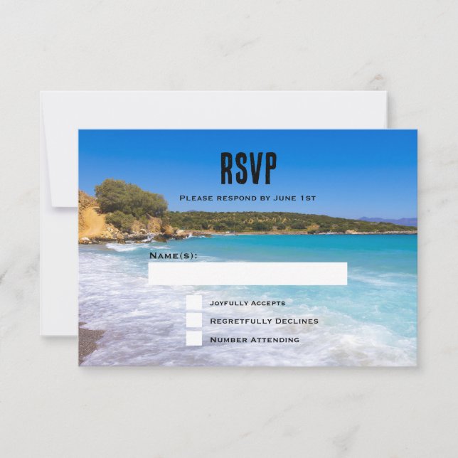Exotic Beach Tropical Island Paradise Wedding RSVP Karte (Vorderseite)
