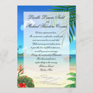 Exotic Beach Wedding "Imitats Vellum" Einladung