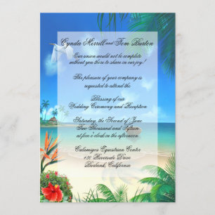 Exotic Beach Wedding "Imitats Vellum" Einladung