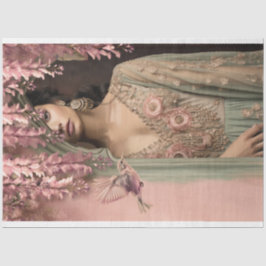 Exotic Beauty Arabesque Bird & Floral Portrait Seidenpapier