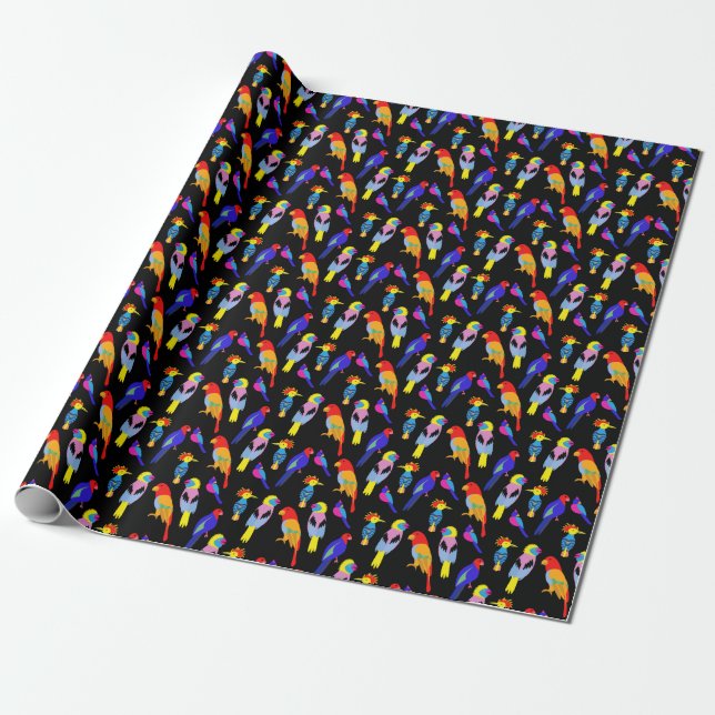 Exotic Birds Paradise Toucan Muster Geschenkpapier (Ungerollt)