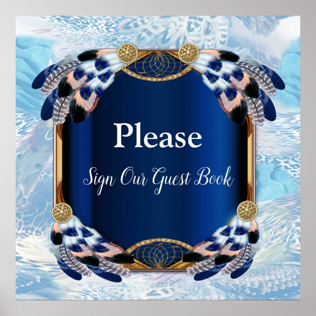 Exotic Blue Dream Catcher Wedding Poster (Vorne)