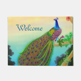 Exotic Blue Indian Peacock Doormat Fußmatte