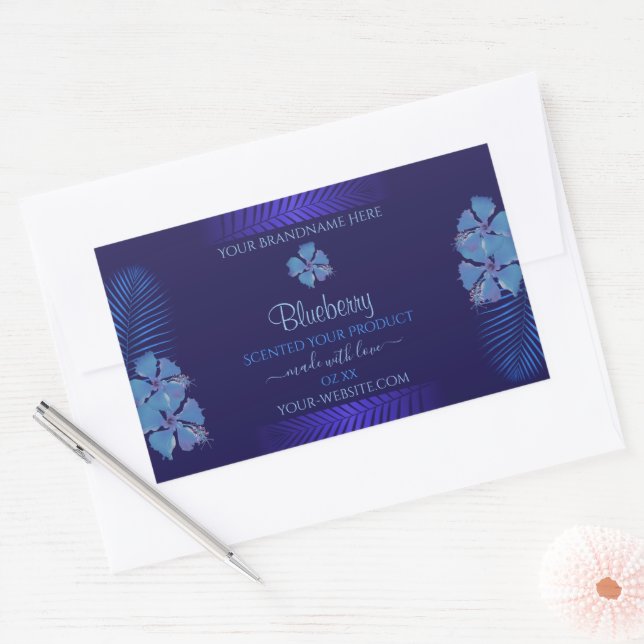 Exotic Blue Product Labels Aquamarin hawaiianische Rechteckiger Aufkleber (Umschlag)