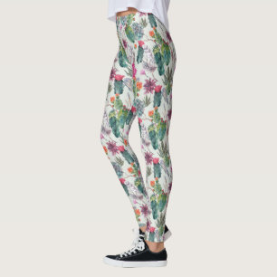 Exotic Boho Wasserfarbenkaktus und sukkulentes Mus Leggings
