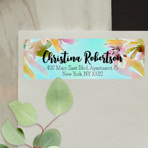 Exotic Boho Watercolor Succultion Rücksendeadresse