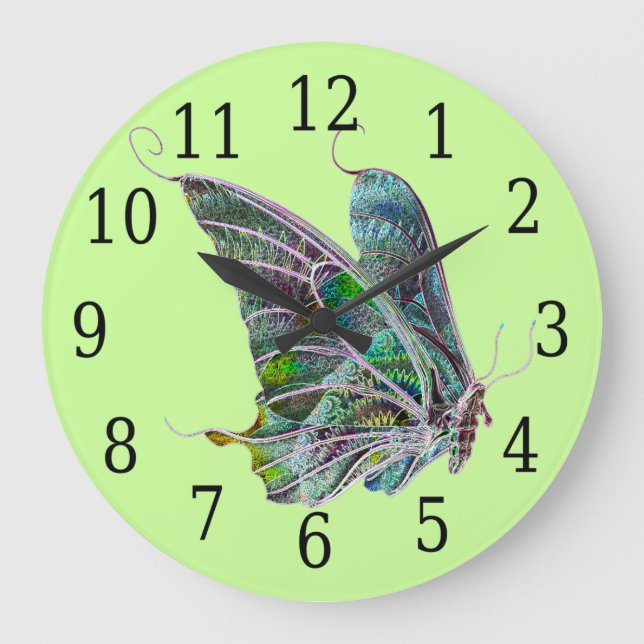 Exotic Butterfly Round Clock Große Wanduhr (Vorderseite)