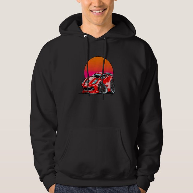 Exotic Car Turbo Sports Sunset Car Hoodie (Vorderseite)