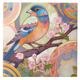 Exotic Colorful Bird Cherry Blossom Blume Floral Fliese