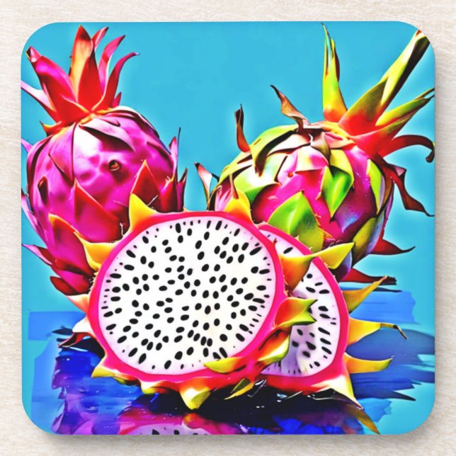 Exotic Dragon Fruit Art Getränkeuntersetzer (Vorderseite)