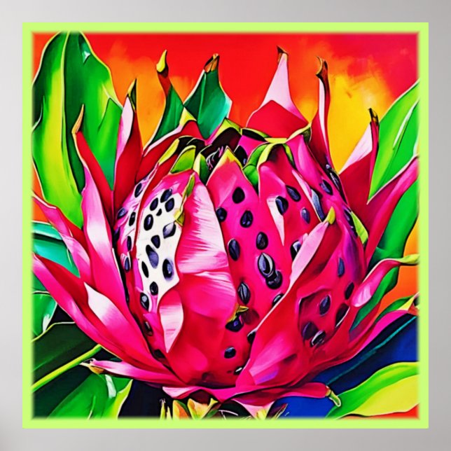 Exotic Dragon Fruit Bloom Poster (Vorne)