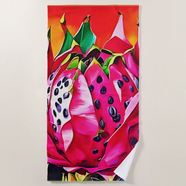 Exotic Dragon Fruit Bloom Strandtuch (Vorderseite)
