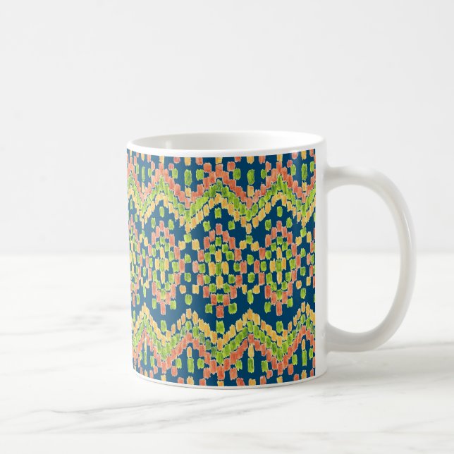 Exotic Ethnic Ikat Muster auf blau Kaffeetasse (Rechts)