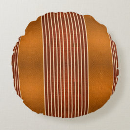 Exotic Faux Snake Leather & Linear Stripe Pumpkin  Rundes Kissen
