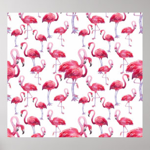 Exotic Flamingo Wassercolor Bird Poster