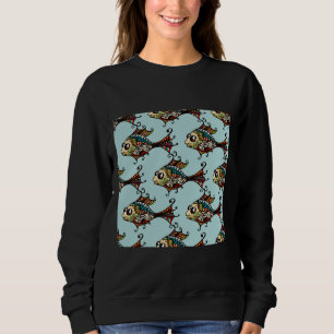 Exotic Floral Multicolor Fische Nahtlose Muster O Sweatshirt