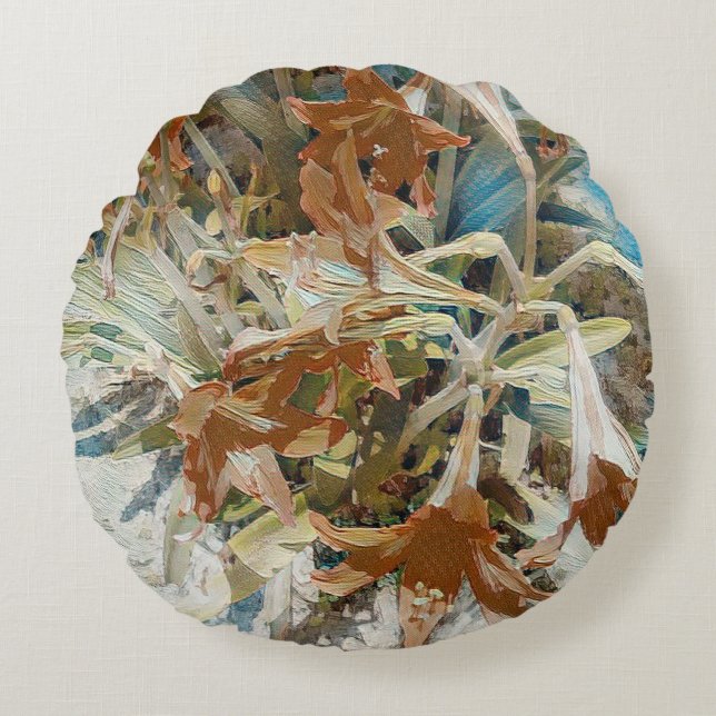 Exotic Floral Rundes Kissen (Vorderseite)