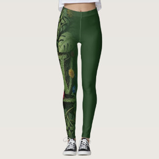 Exotic Forest Floral Monogram Aesthetic Wrap Leggings