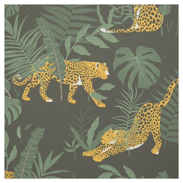 Exotic Forest Leopard Imitate Camouflage Dunkelgrü Stoff (Muster)