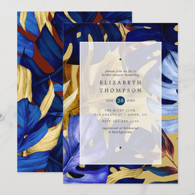 Exotic Forest Wedding Brautparty Einladung (Vorne/Hinten)