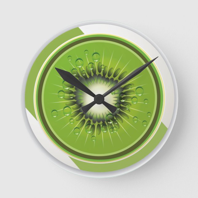 Exotic Fruit Kiwi Wall Clock Runde Wanduhr (Vorderseite)