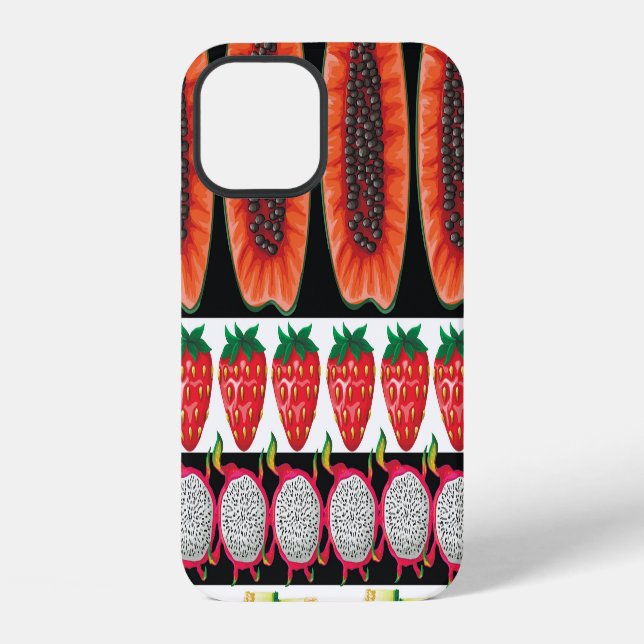 Exotic Fruits Trendy Seamless Muster iPhone 12 Hülle (Rückseite)