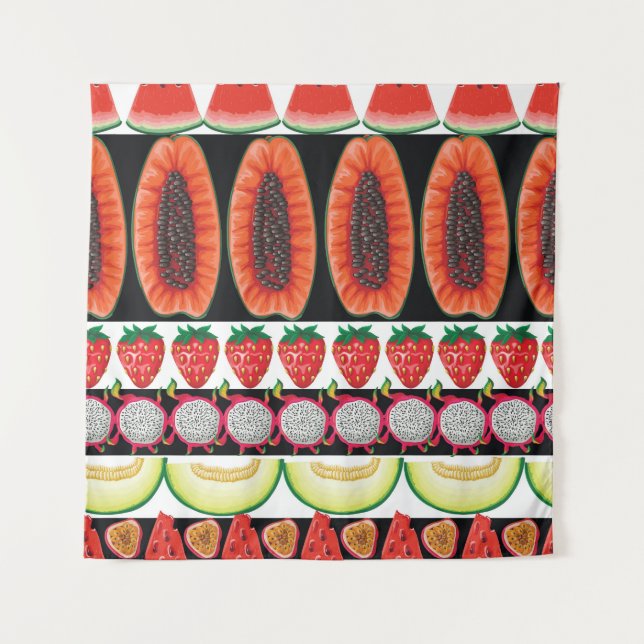 Exotic Fruits Trendy Seamless Muster Wandteppich (Vorderseite)