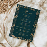 Exotic Gold Foilage Border Wedding Menü Karte<br><div class="desc">Dieses individuell anpassbare Hochzeitsmenü wurde für die Koordination mit unserem Gold Foliage on Forest Green Collection entwickelt und bietet einen herrlichen exotischen Blattrand auf waldgrünem Hintergrund. Für eine erweiterte Anpassung dieses Designs,  z.B. das Ändern des Layouts,  des Schriftartes oder der Textgröße,  klicken Sie bitte auf den obigen Button "KENNEN".</div>