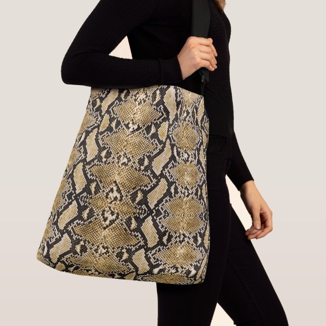 Exotic Gold Python Snakeskin Tragetaschen Mit Langen Trägern (Von Nahem)