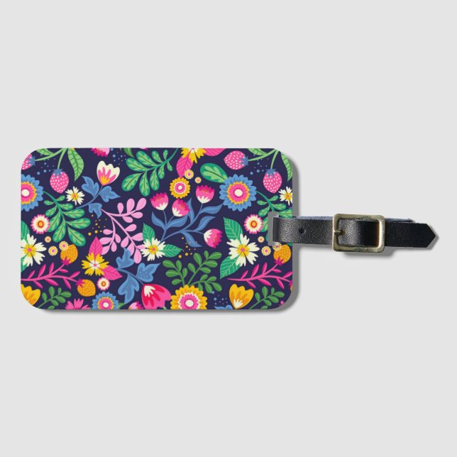 Exotic Hand Painted Floral Pattern-48330 Gepäckanhänger (Vorderseite (Horizontal))