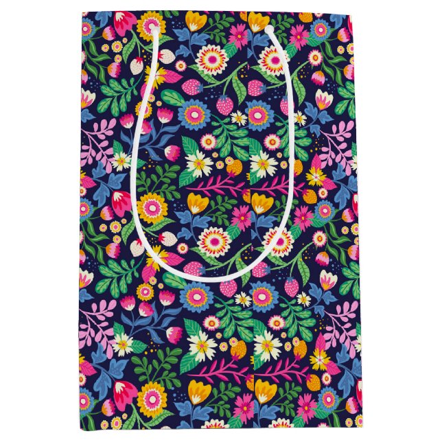 Exotic Hand Painted Floral Pattern-48330 Mittlere Geschenktüte (Vorderseite)