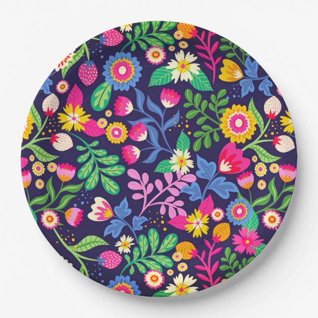 Exotic Hand Painted Floral Pattern-48330 Pappteller (Vorderseite)
