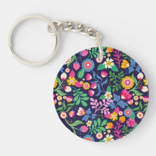 Exotic Hand Painted Floral Pattern-48330 Schlüsselanhänger