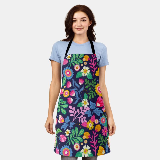 Exotic Hand Painted Floral Pattern-48330 Schürze (Getragen)
