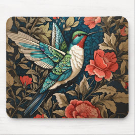 Exotic Hummingbird William Morris Inspirierte flor Mousepad