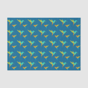 Exotic Hummingbirds Pattern Blau Seidenpapier
