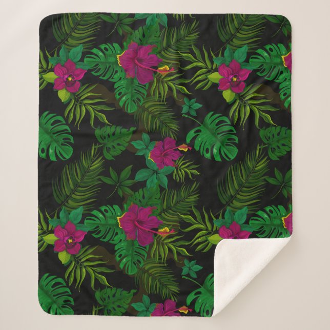 Exotic jungle night orchids pattern sherpadecke (Vorderseite)