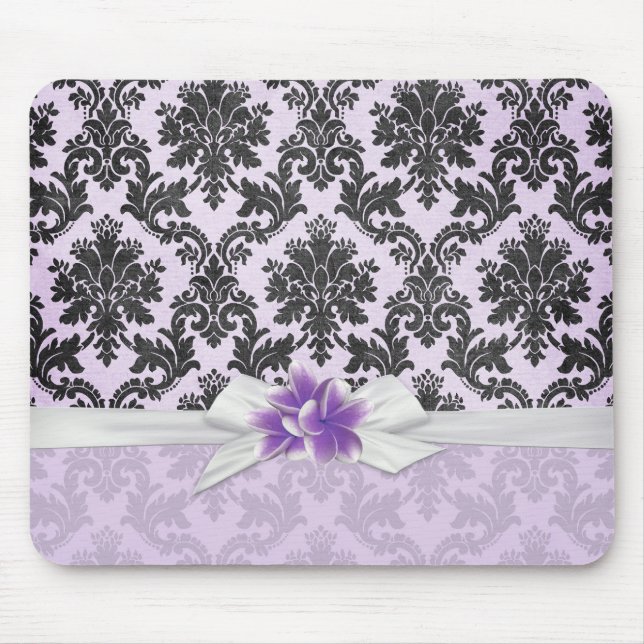 Exotic Lavender Plumeria Damask Mousepad (Vorne)