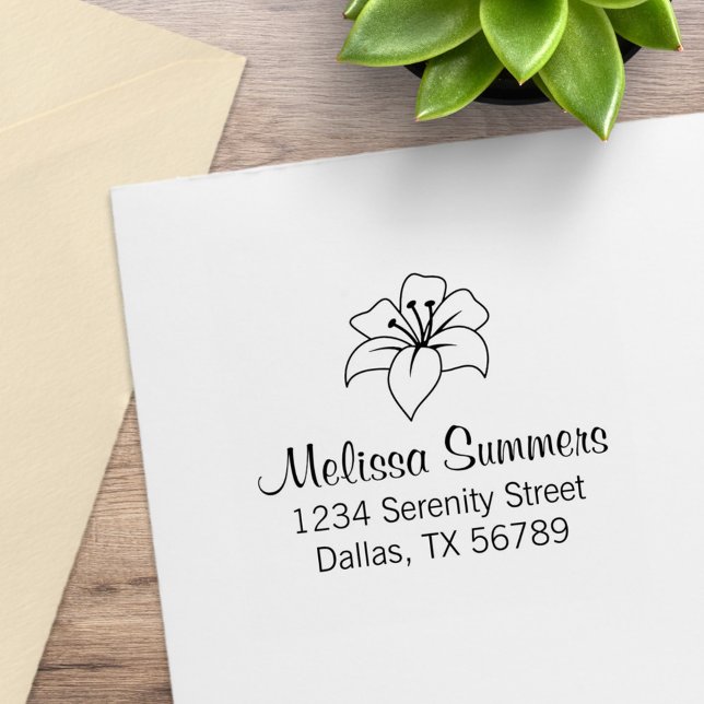 Exotic Lily Blume Address Gummistempel (Von Creator hochgeladen)