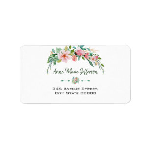 Exotic Luau Tropical Watercolor Floral Wedding Adressaufkleber