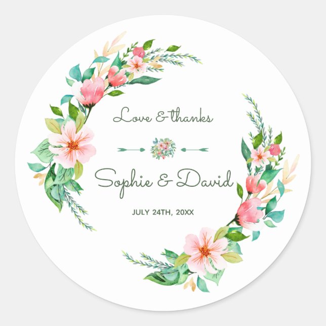 Exotic Luau Tropical Watercolor Floral Wedding Runder Aufkleber (Vorderseite)