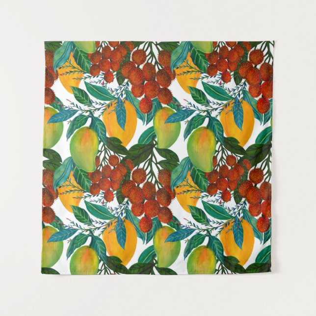 Exotic Mango: Sommer nahtlos Wandteppich (Vorderseite)