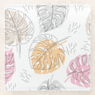 Exotic Monstera Line Zeichnend Kunst Glasuntersetzer
