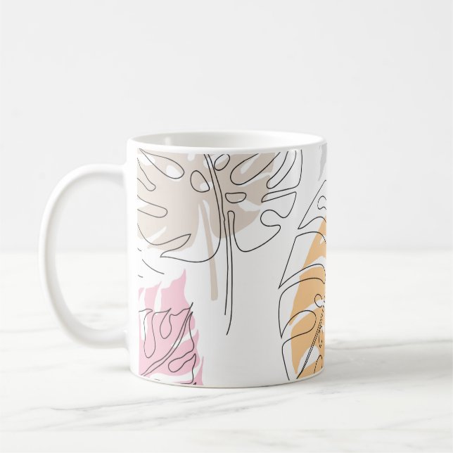 Exotic Monstera Line Zeichnend Kunst Kaffeetasse (Links)