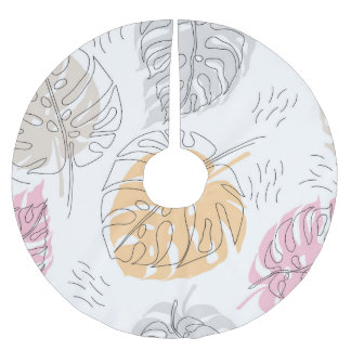 Exotic Monstera Line Zeichnend Kunst Polyester Weihnachtsbaumdecke
