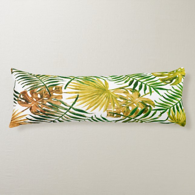 Exotic Palm Blätter Karoskissen Seitenschläferkissen (Vorderseite)