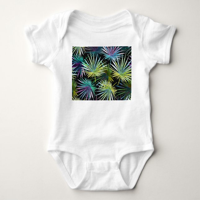 Exotic Palm Blätter Wasserfarbe Baby Strampler (Vorderseite)